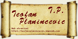 Teofan Planinčević vizit kartica